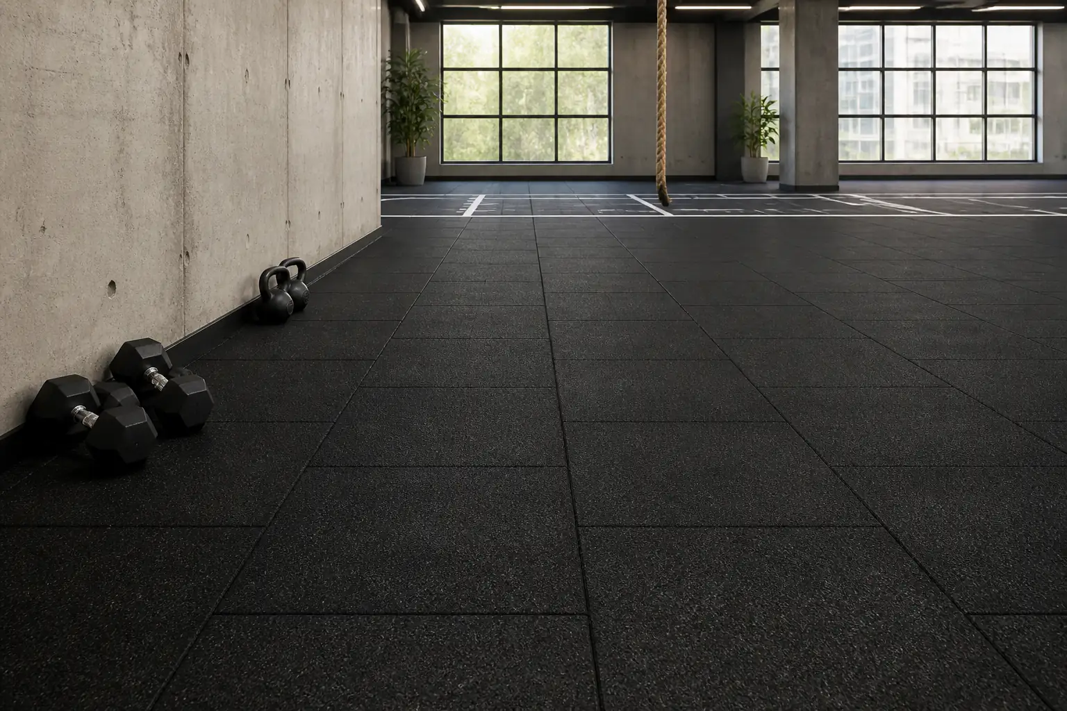 Commercial gym flooring for strength training areas