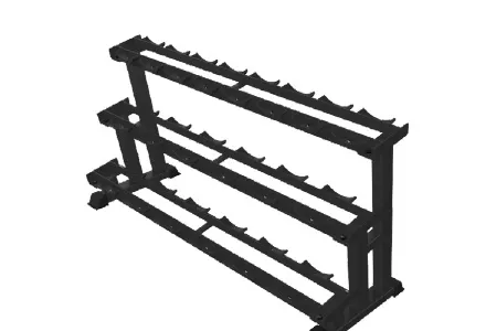 Three-tier commercial dumbbell rack for storage-capacity planning