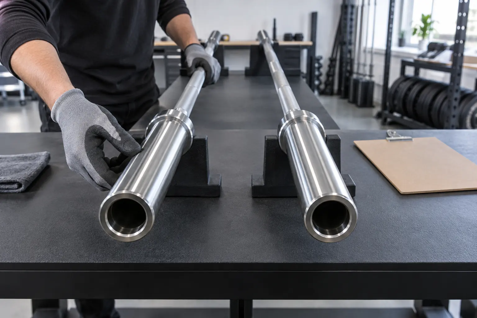 Merkloze olympische sleeve met neutrale bumperplaat handmatig gecontroleerd