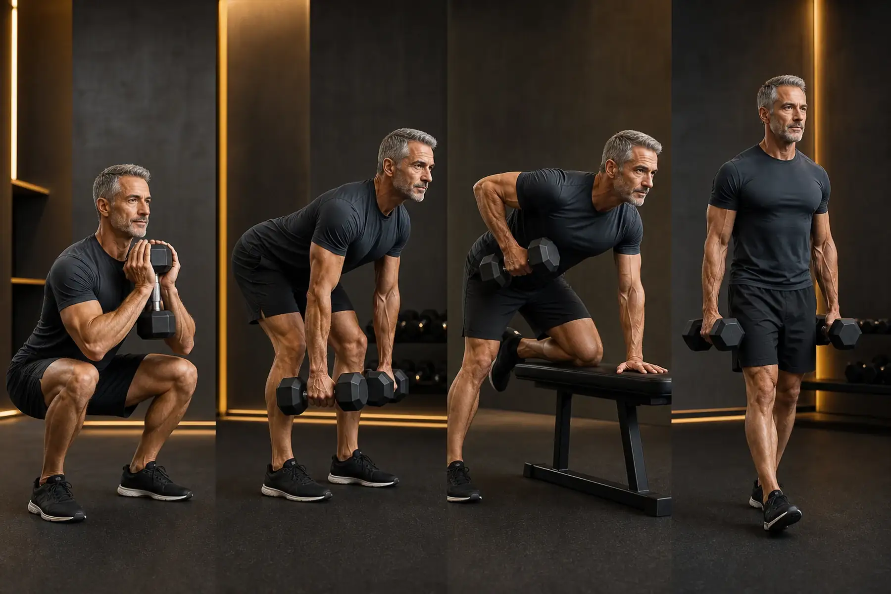 Educational view of safe dumbbell exercises that load the hips spine and arms