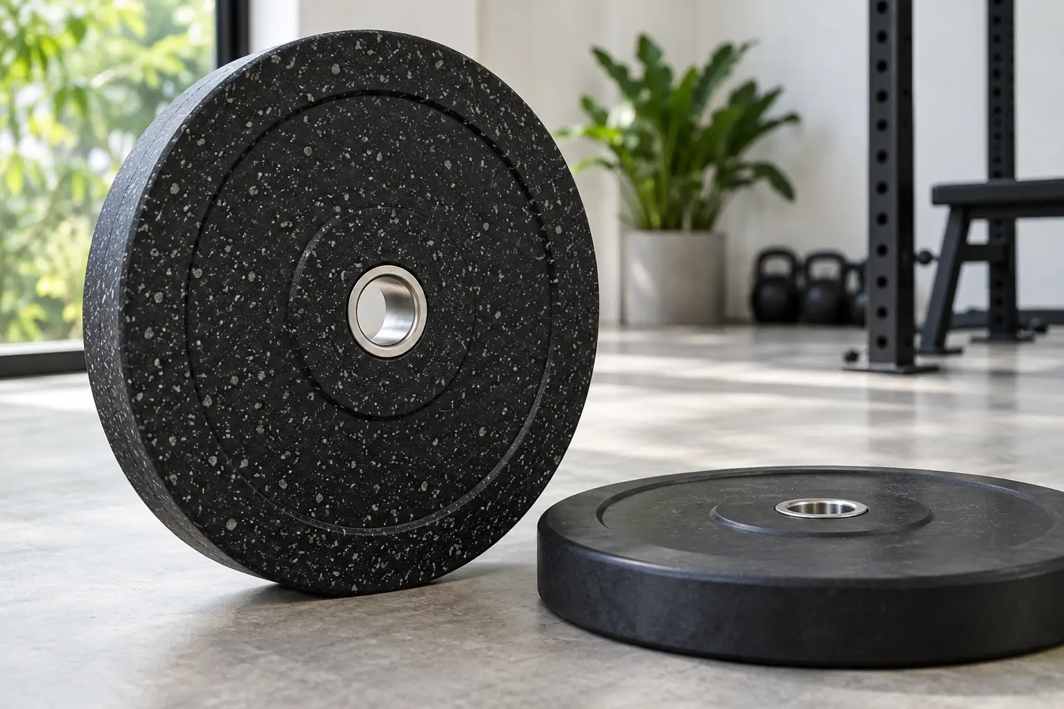 Bumper plate karet remah tanpa merek dengan insert baja tersembunyi