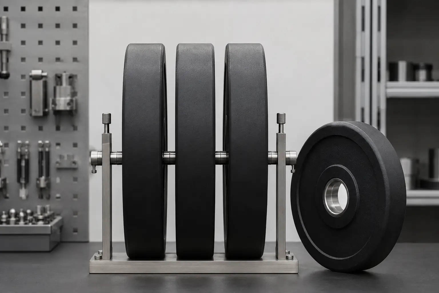 Bumper plate widths aligned for a commercial equipment inspection