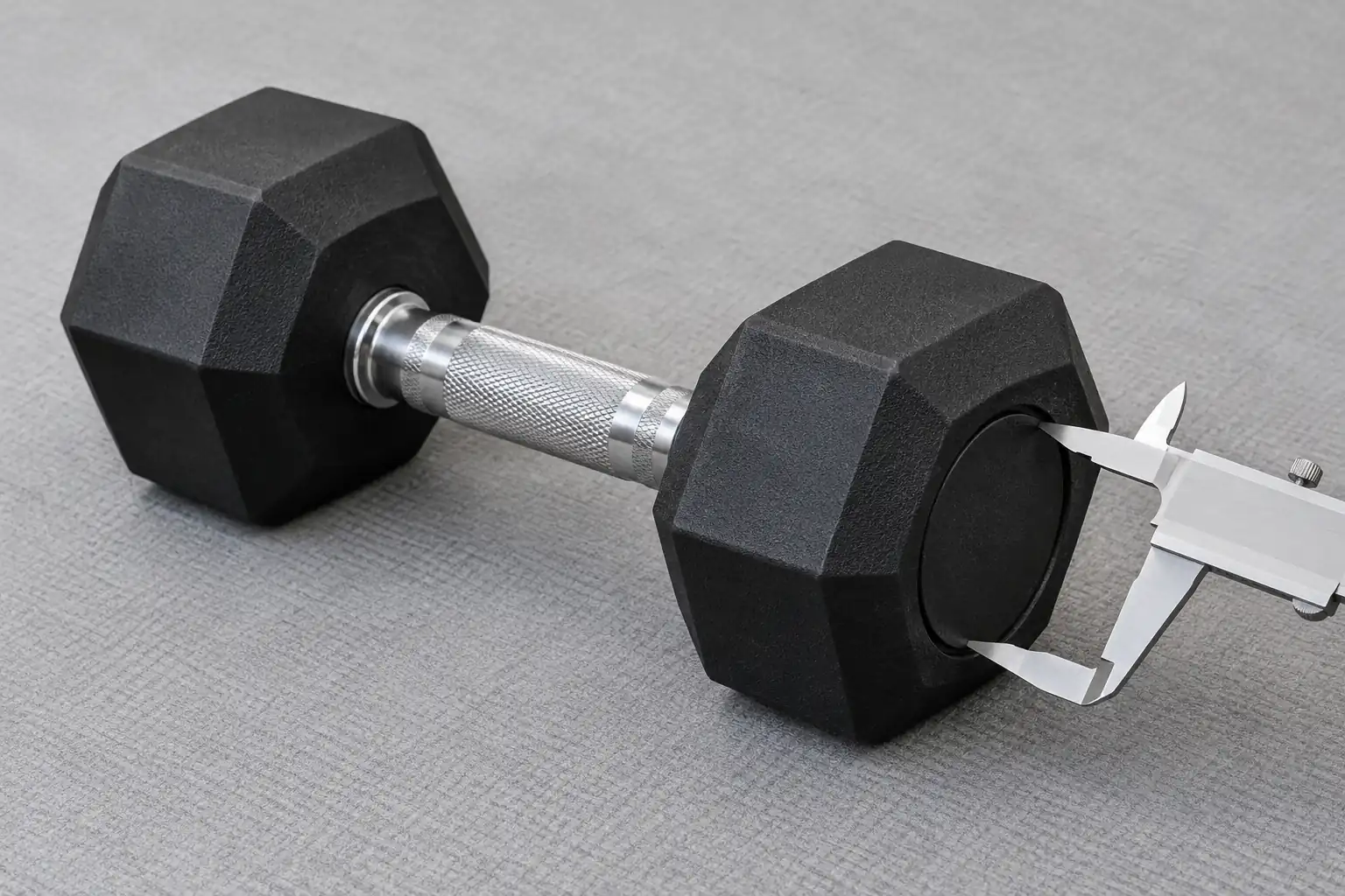 Halter hexagonal sem marca com tampa lisa medida no rebaixo durante inspeção