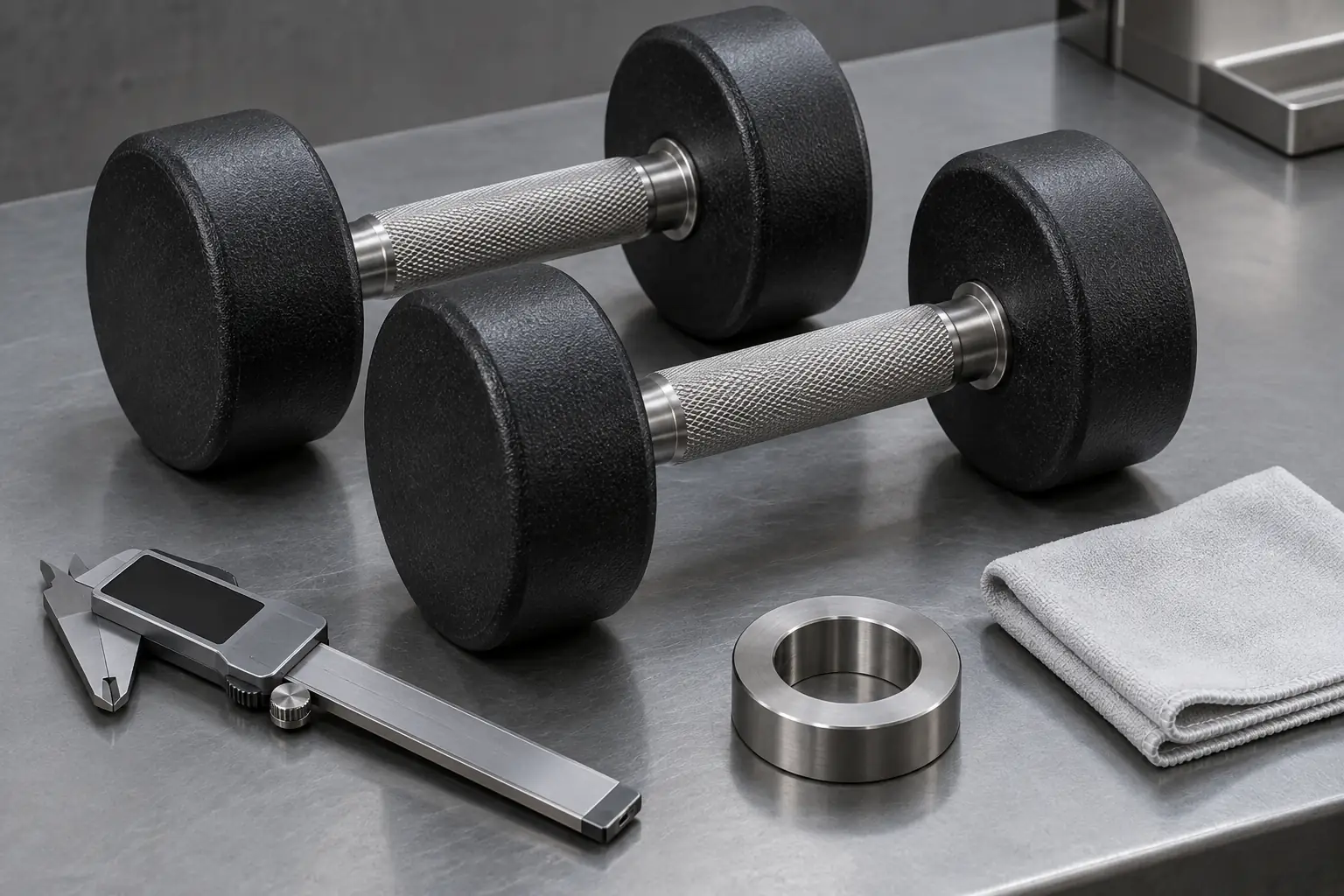 Straight and contoured dumbbell handles compared on a clean tabletop