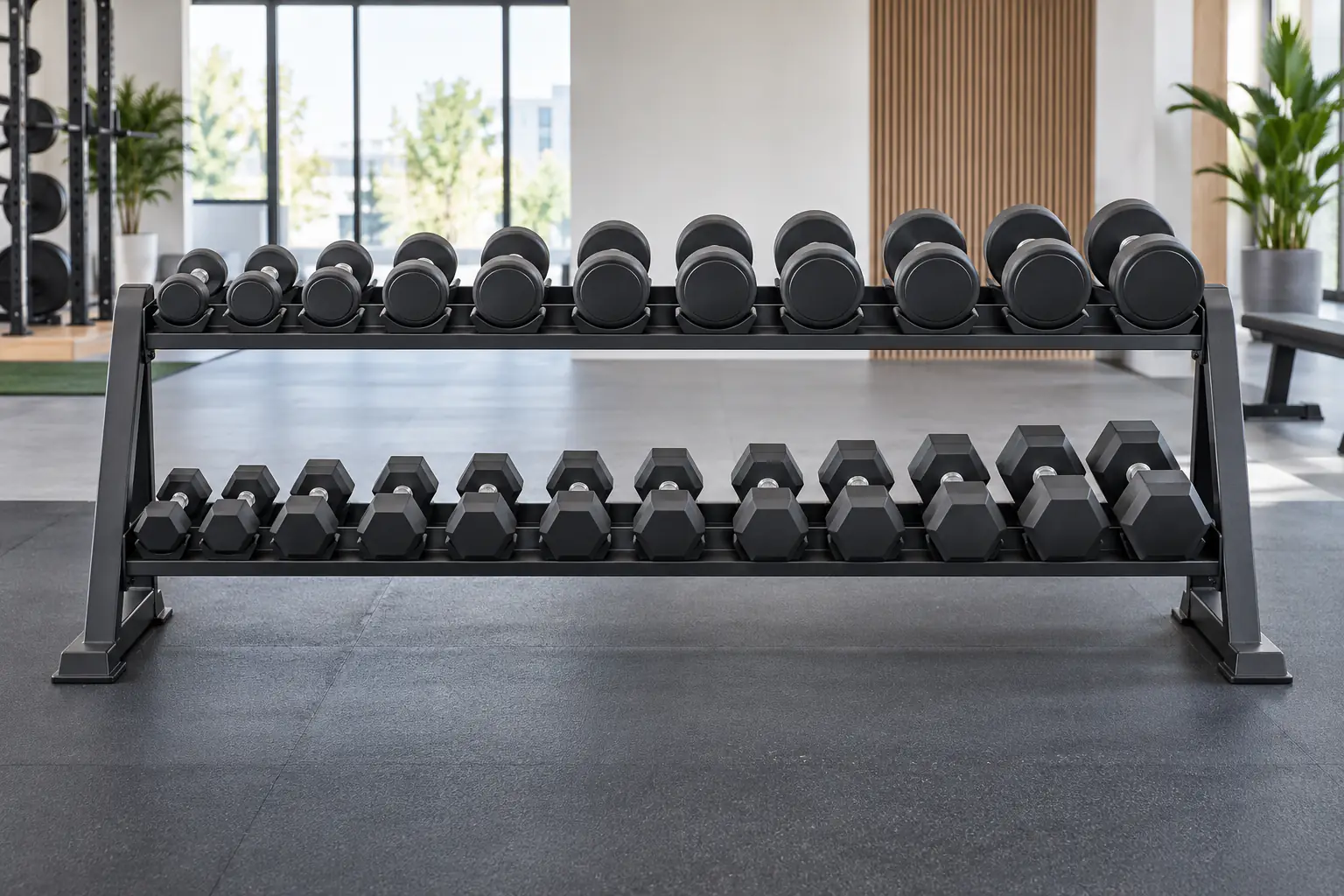 Merkloze legbord- en zadelrekken vergeleken in een conceptuele gym