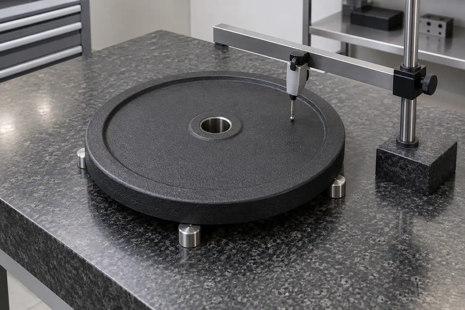 Unbranded plate with a hidden-display indicator checking hub and face geometry