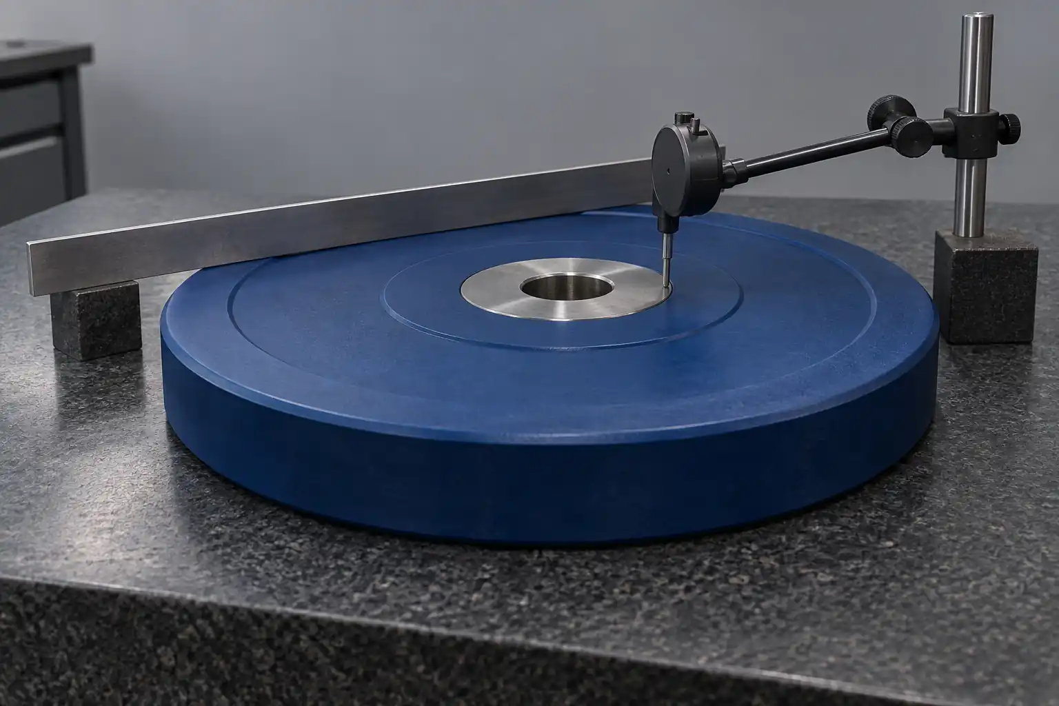 Unbranded Olympic plate supported for a repeatable face-contact inspection